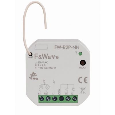 F&F radiowy podwójny przekaźnik wielofunkcyjny do instalacji bez przewodu neutralnego FW-R2P-NN (FW-R2P-NN)